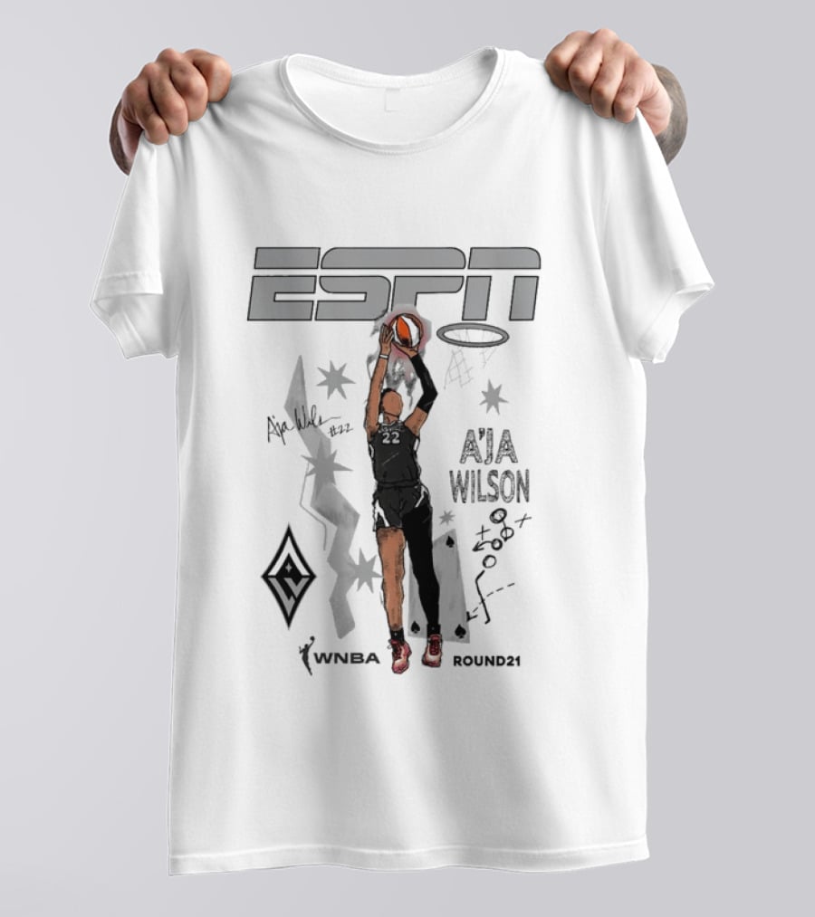 ESPN WNBA A'Ja Wilson Round21 Basketball Player T-Shirt