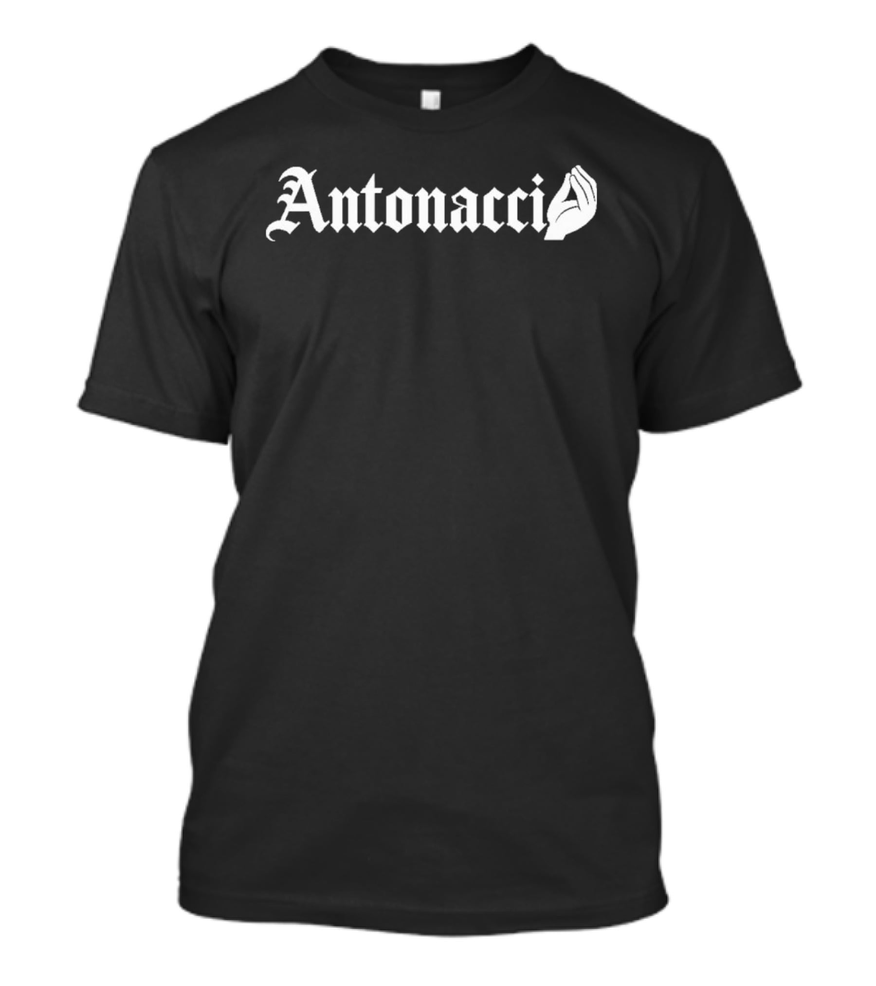 Antonacci Gothic Style Text With Iconic Rock Hand Gesture T-Shirt