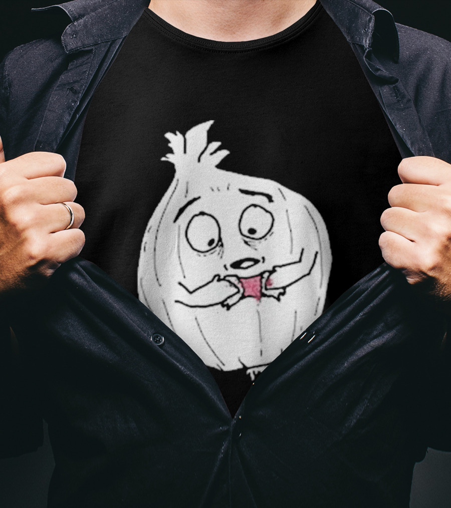 Garlic Shrinkage Funny Cartoon Onion T-Shirt