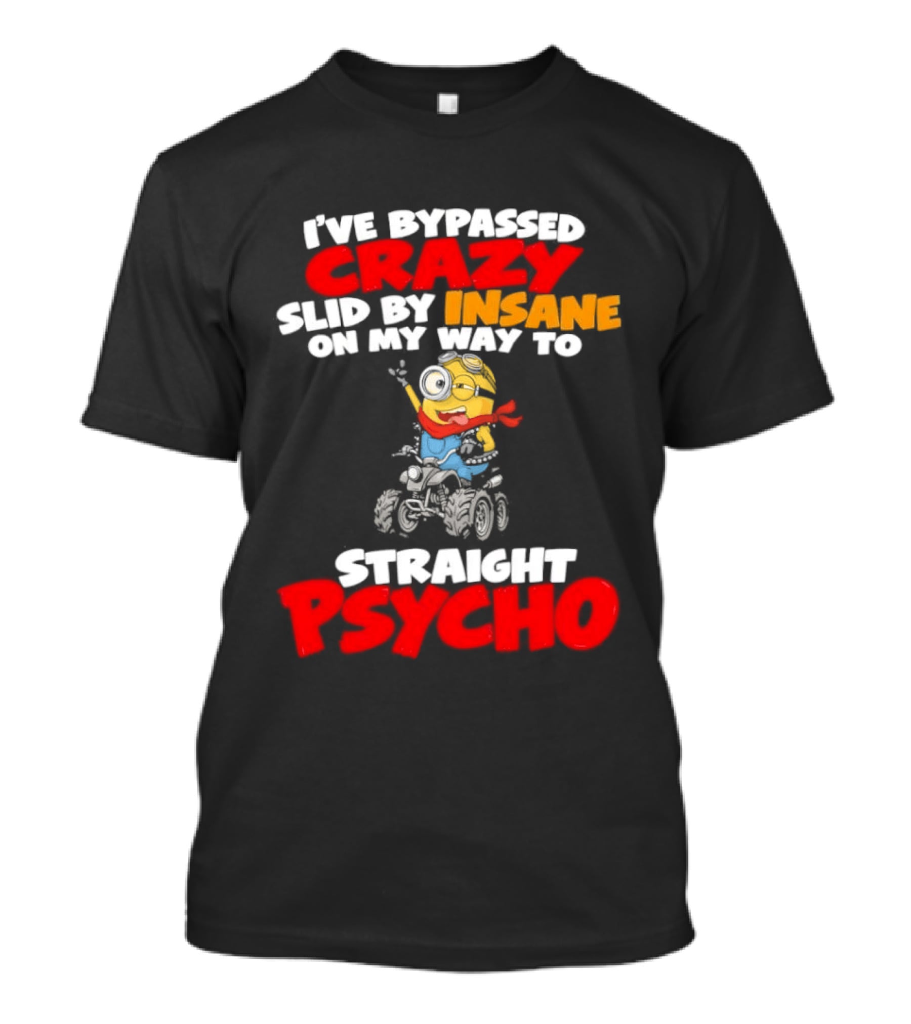 Minion I've Bypassed Crazy Slid By Insane On My Way To Straight Psycho Despicable Me Humor T-Shirt