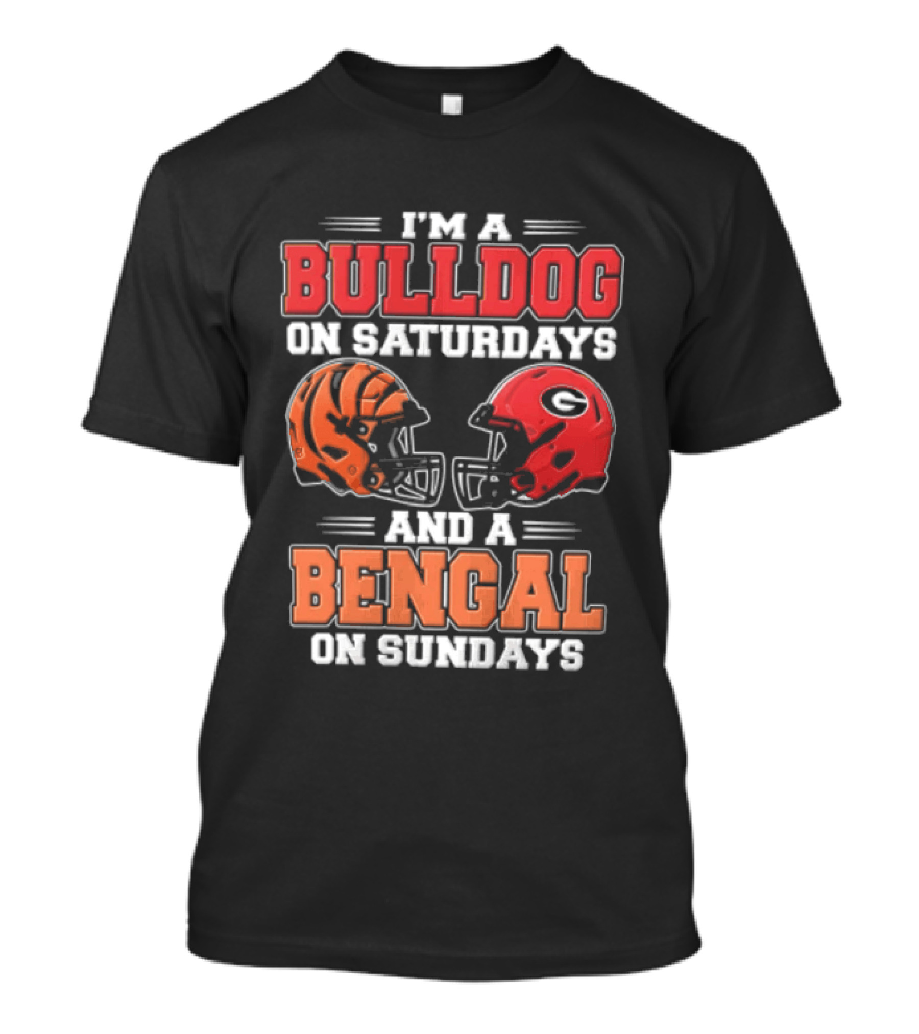 I'm A Bulldog On Saturdays And A Bengal On Sundays Football Helmets T-Shirt