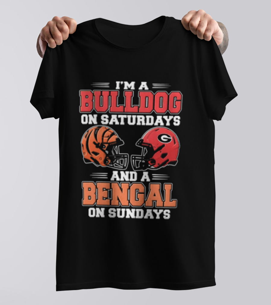 I'm A Bulldog On Saturdays And A Bengal On Sundays Football Helmets T-Shirt