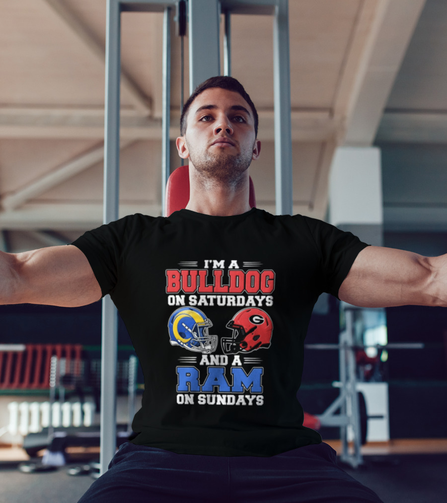 I'm A Bulldog On Saturdays And A Ram On Sundays Football Helmets T-Shirt