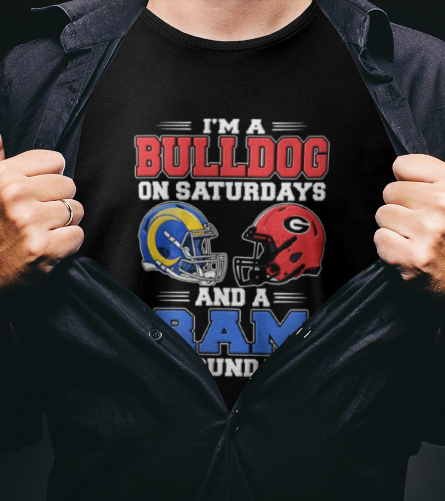 I'm A Bulldog On Saturdays And A Ram On Sundays Football Helmets T-Shirt