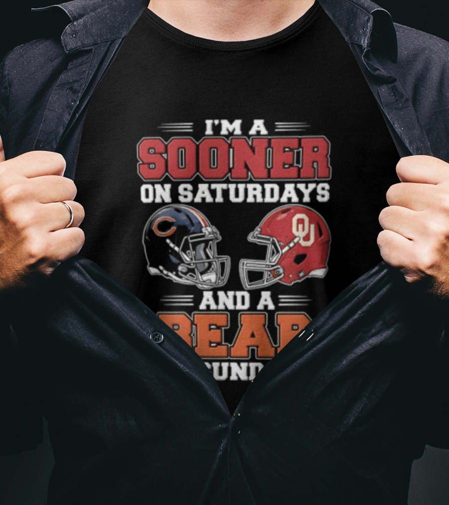 I'm A Sooner On Saturdays And A Bear On Sundays Football Helmets T-Shirt