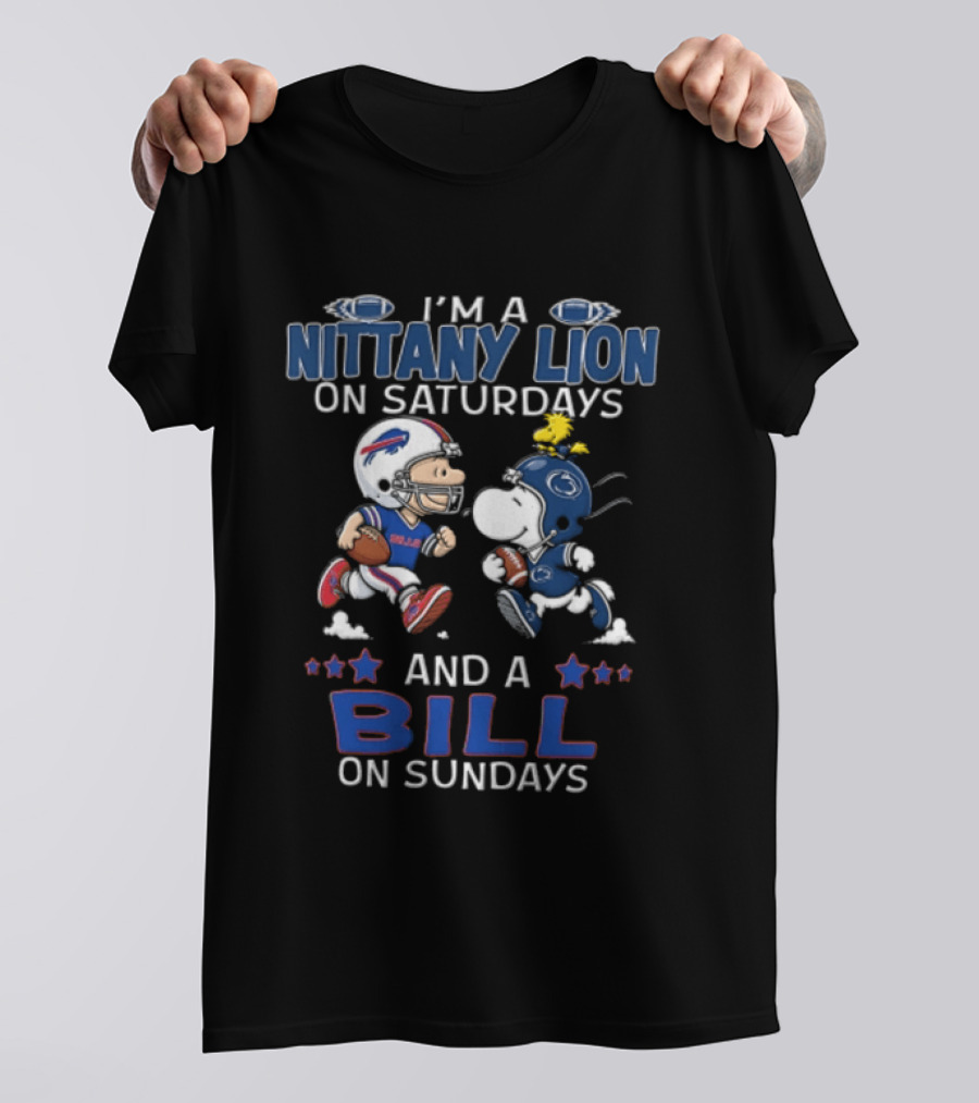 I'm A Nittany Lion On Saturdays And A Bill On Sundays Peanuts Charlie Brown Snoopy T-Shirt