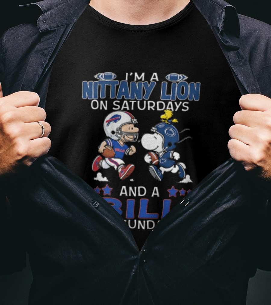 I'm A Nittany Lion On Saturdays And A Bill On Sundays Peanuts Charlie Brown Snoopy T-Shirt