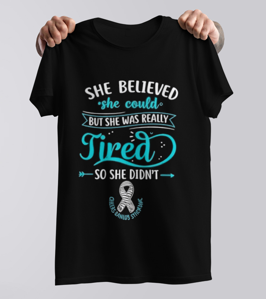 She Believed She Could But She Was Really Tired So She Didn't Chronic Fatigue Syndrome Awareness Ribbon T-Shirt