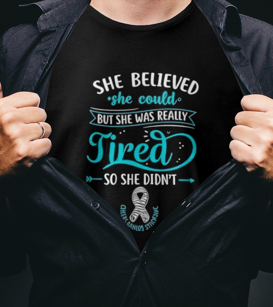 She Believed She Could But She Was Really Tired So She Didn't Chronic Fatigue Syndrome Awareness Ribbon T-Shirt