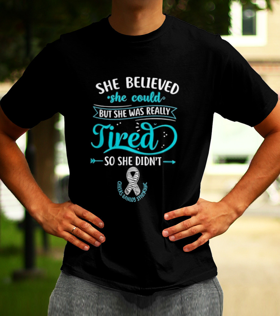 She Believed She Could But She Was Really Tired So She Didn't Chronic Fatigue Syndrome Awareness Ribbon T-Shirt