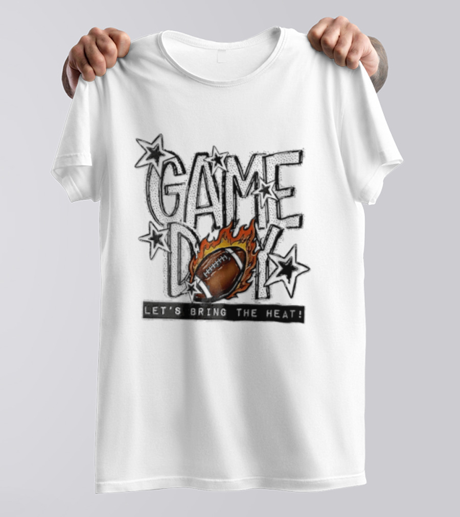 Game Day Football Let's Bring The Heat Flames Stars T-Shirt