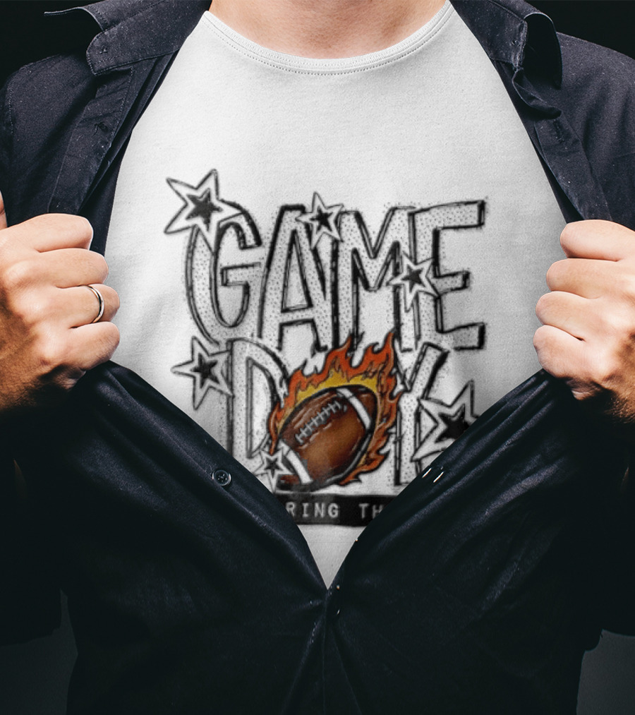 Game Day Football Let's Bring The Heat Flames Stars T-Shirt