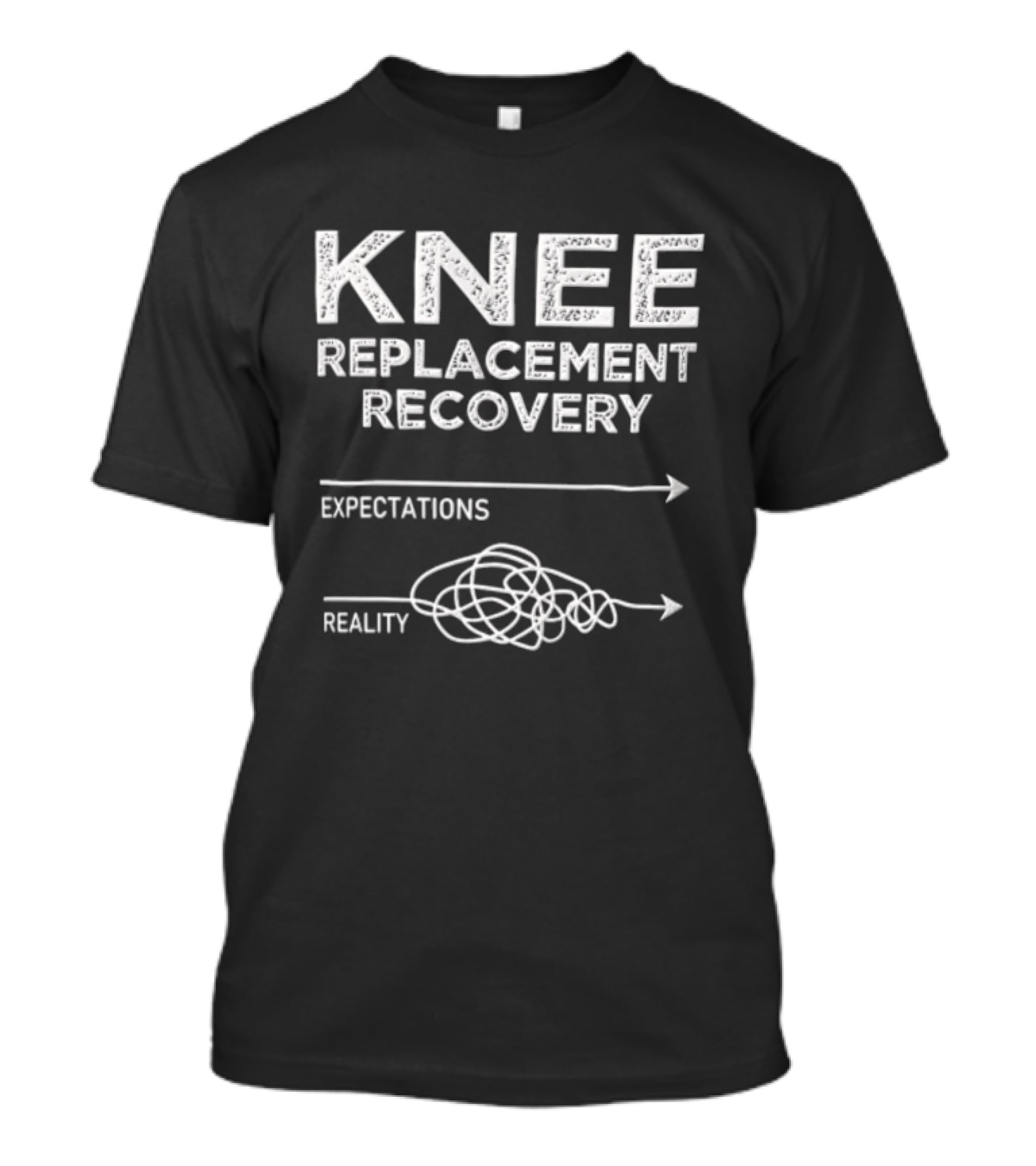 Knee Replacement Recovery Expectations Versus Reality Arrow Comparison T-Shirt