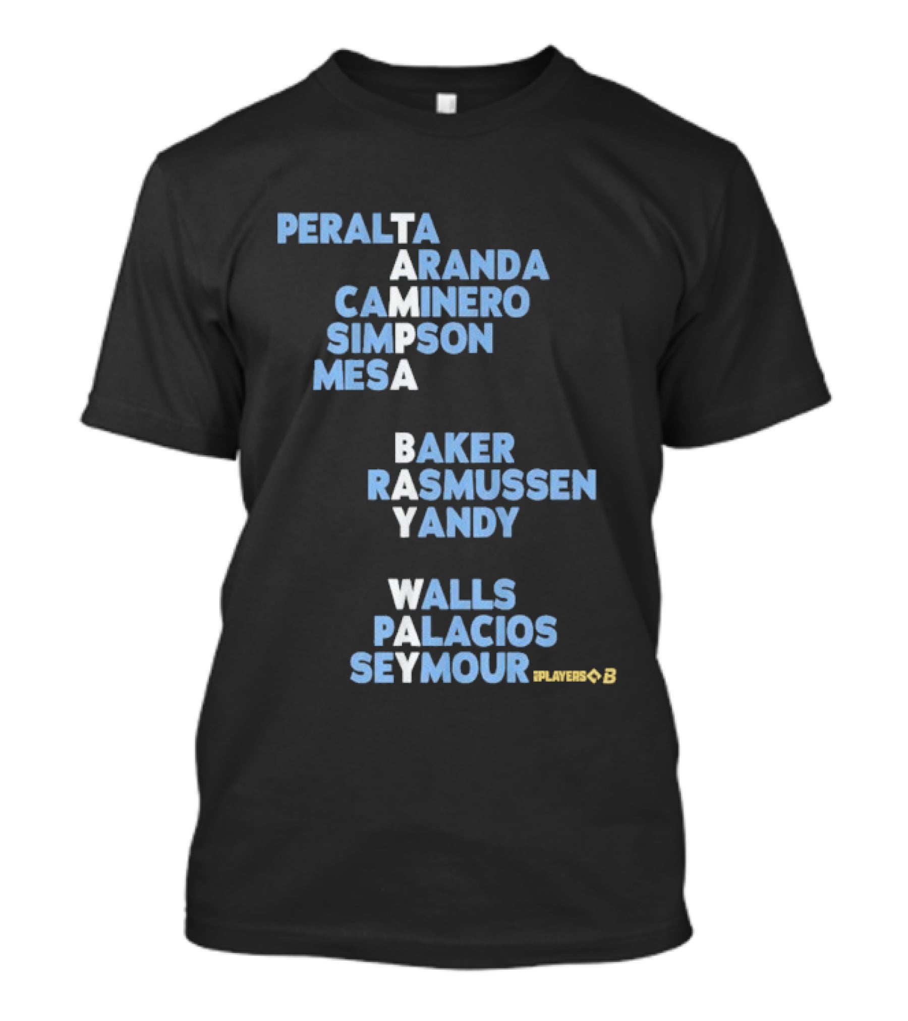 Tampa Bay Rays Peralta Aranda Caminero Simpson Mesa Baker Rasmussen Yandy Walls Palacios Seymour Players T-Shirt