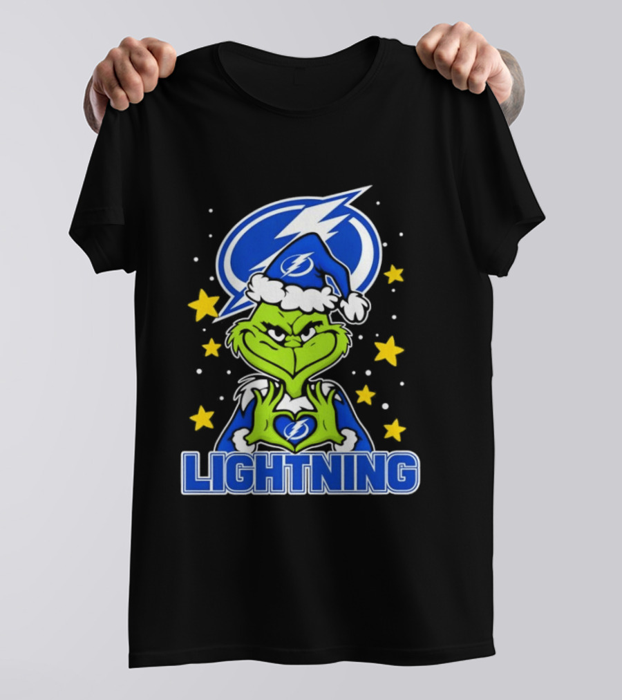 Tampa Bay Lightning Christmas Grinch Holiday Fan T-Shirt