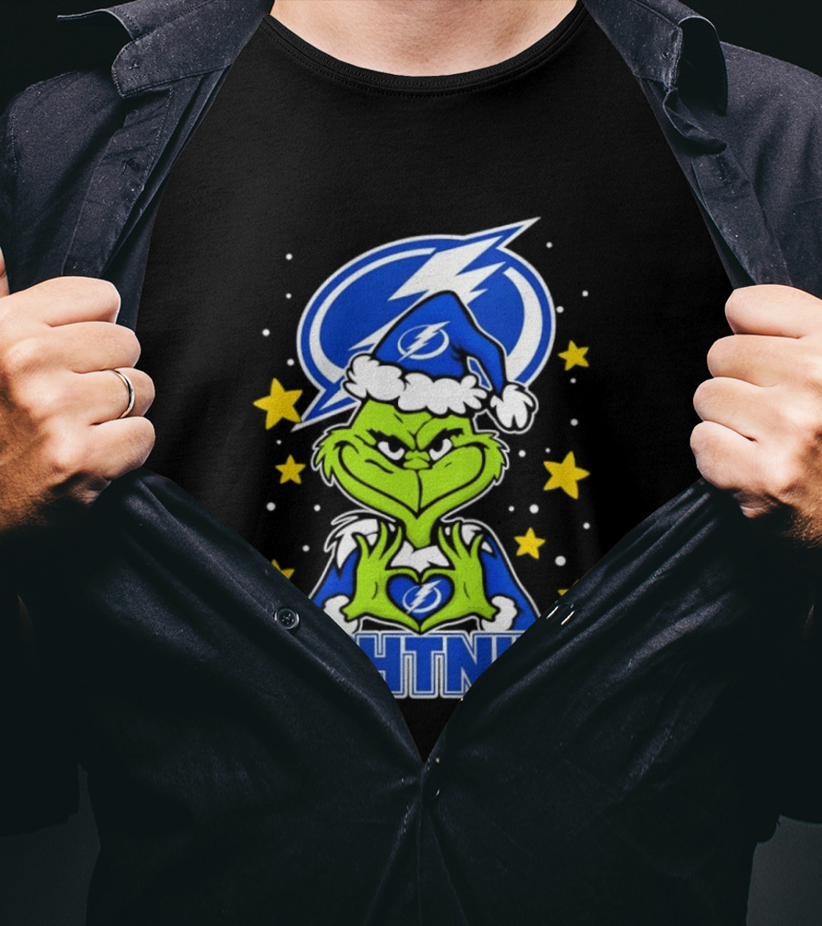 Tampa Bay Lightning Christmas Grinch Holiday Fan T-Shirt