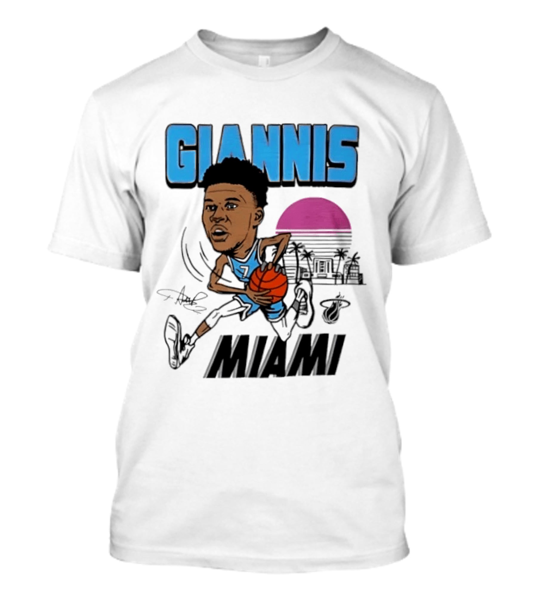 Giannis Antetokounmpo Vice City Miami Heat Caricature T-Shirt