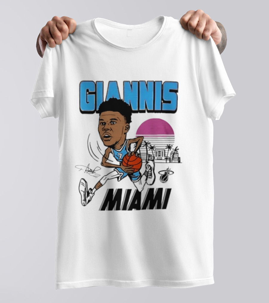 Giannis Antetokounmpo Vice City Miami Heat Caricature T-Shirt