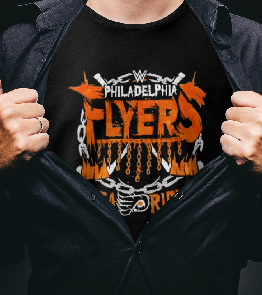 WWE Philadelphia Flyers Rhea Ripley Hockey Chains Flame T-Shirt