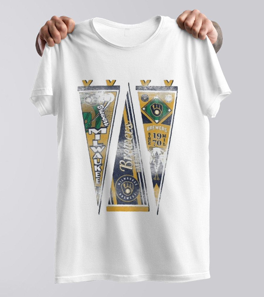 Milwaukee Brewers Pennants Since 1970 Victory Brewers T-Shirt