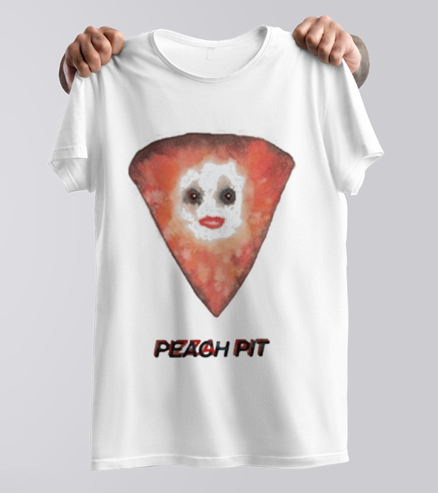 Peach Pit Pizza Slice Clown Face T-Shirt