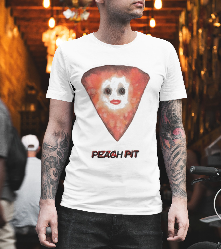 Peach Pit Pizza Slice Clown Face T-Shirt