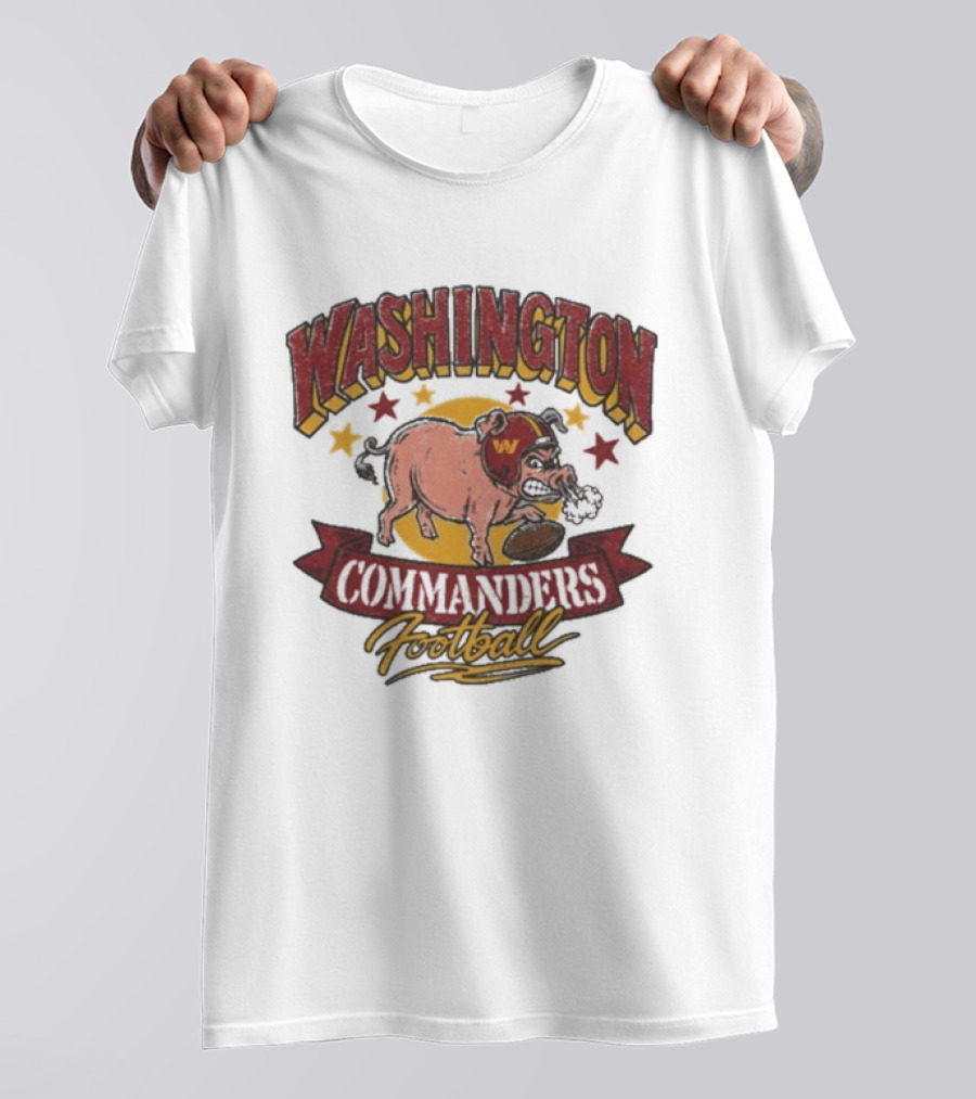 Washington Commanders Football Angry Pig Helmet Stars T-Shirt