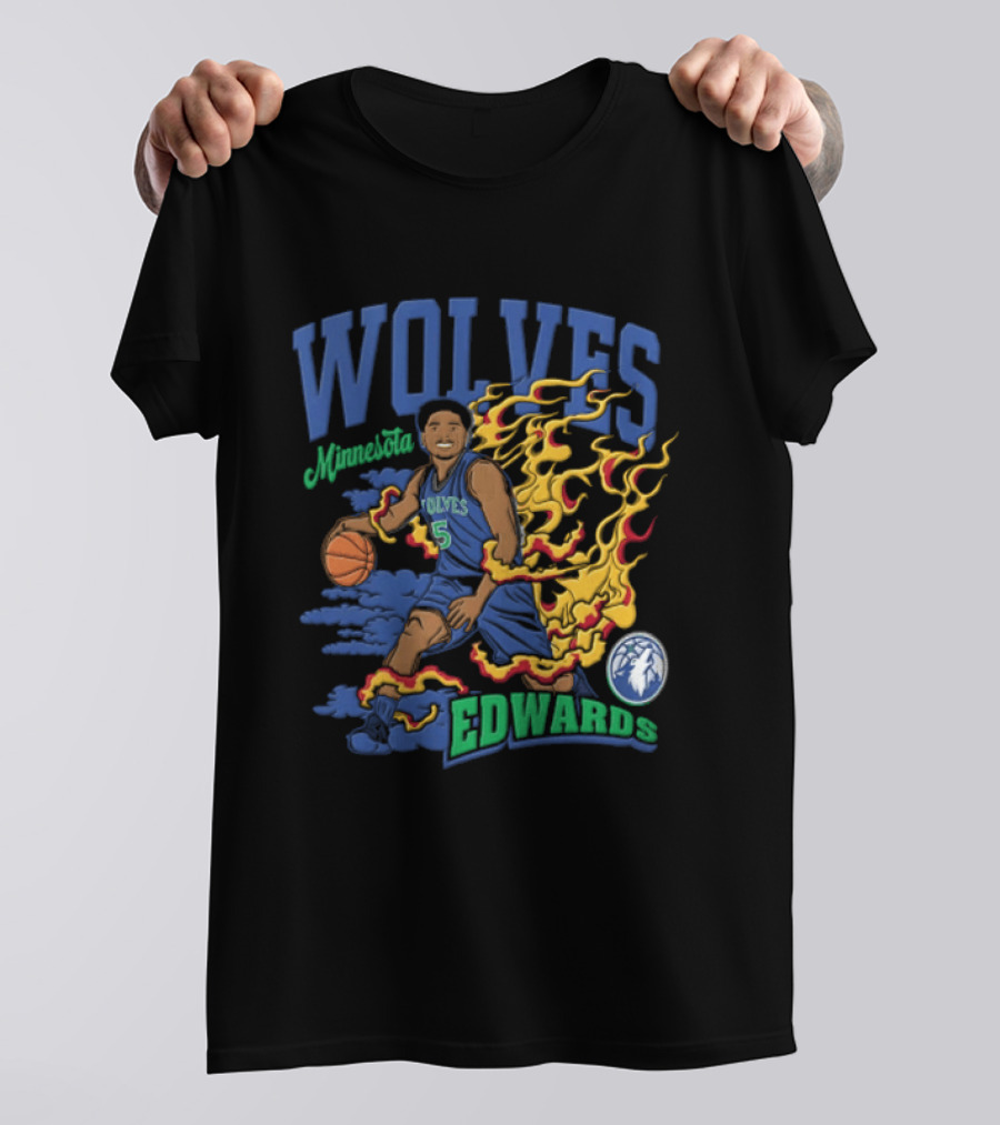 Minnesota Wolves Edwards Basketball Flame T-Shirt