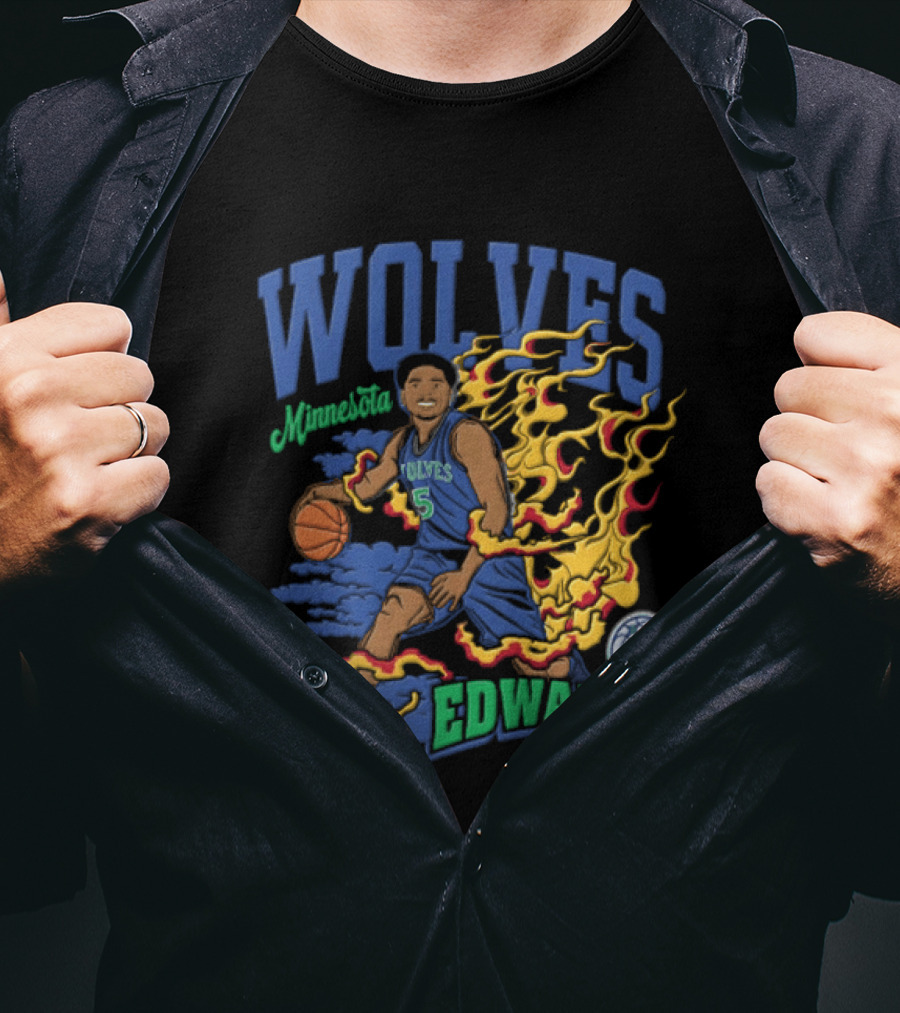 Minnesota Wolves Edwards Basketball Flame T-Shirt