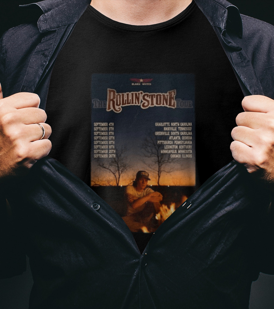 Blake Whiten Rollin' Stone Tour 2025 September Cities Charlotte Nashville Greenville Atlanta Pittsburgh Lexington Minneapolis Chicago T-Shirt