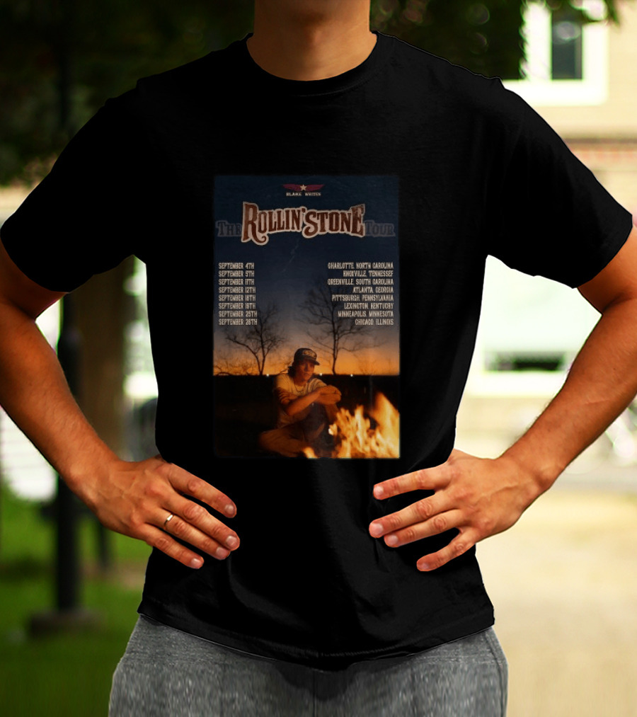 Blake Whiten Rollin' Stone Tour 2025 September Cities Charlotte Nashville Greenville Atlanta Pittsburgh Lexington Minneapolis Chicago T-Shirt