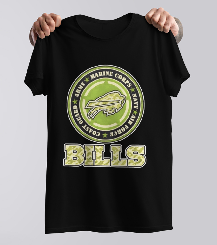 Buffalo Bills Camo Tribute Army Marine Corps Navy Air Force Coast Guard T-Shirt