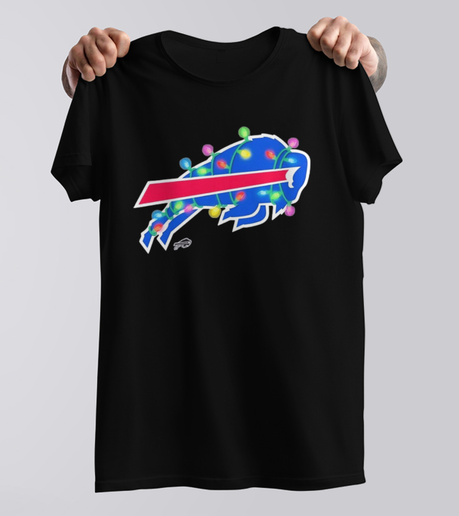 Buffalo Bills Christmas Holiday Lights Football Team Festive Celebration T-Shirt
