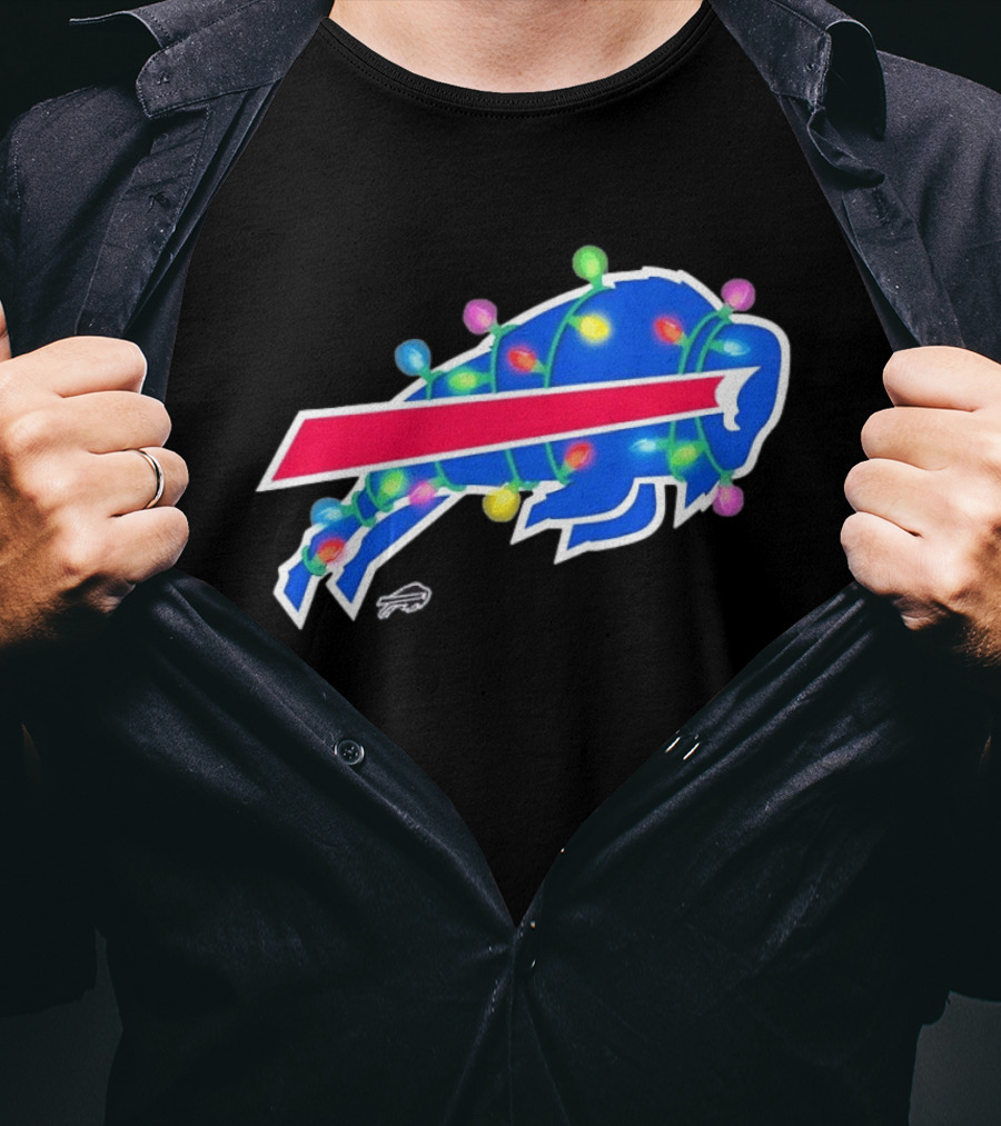 Buffalo Bills Christmas Holiday Lights Football Team Festive Celebration T-Shirt