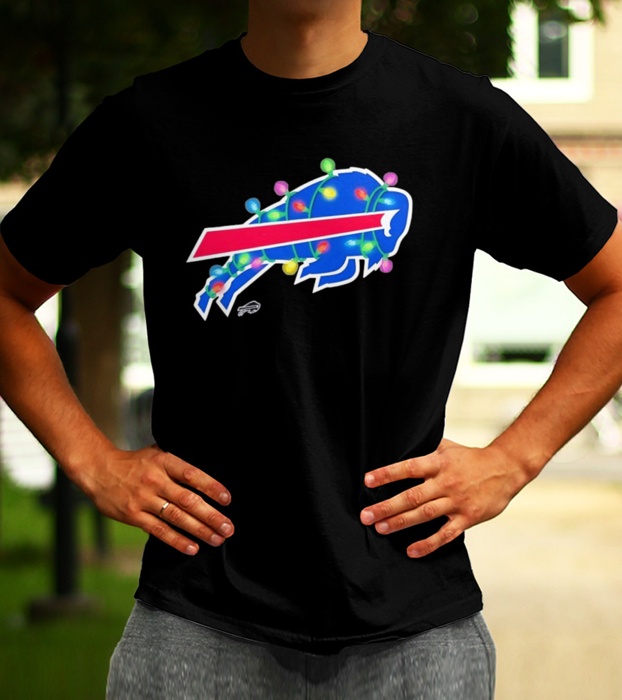Buffalo Bills Christmas Holiday Lights Football Team Festive Celebration T-Shirt