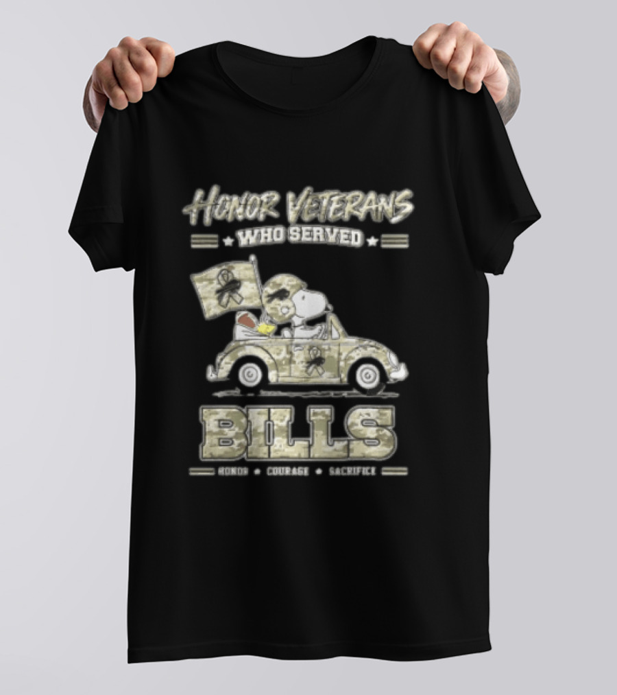 Buffalo Bills Peanuts Snoopy Honor Veterans Who Served T-Shirt