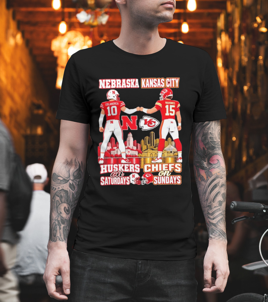Nebraska Huskers Colandrea Saturdays Kansas City Chiefs Mahomes Sundays T-Shirt