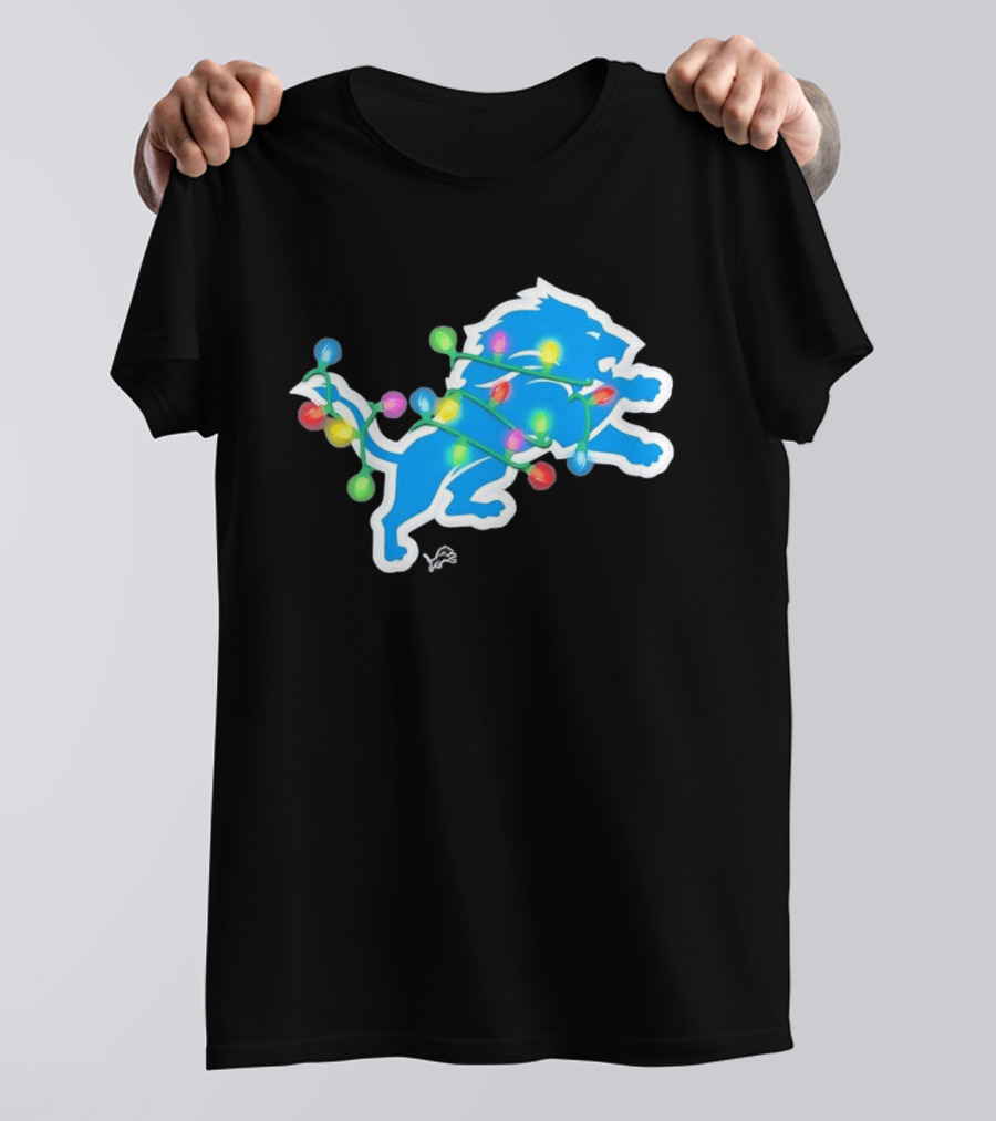 Detroit Lions Holiday Lights Festive Christmas Spirit T-Shirt