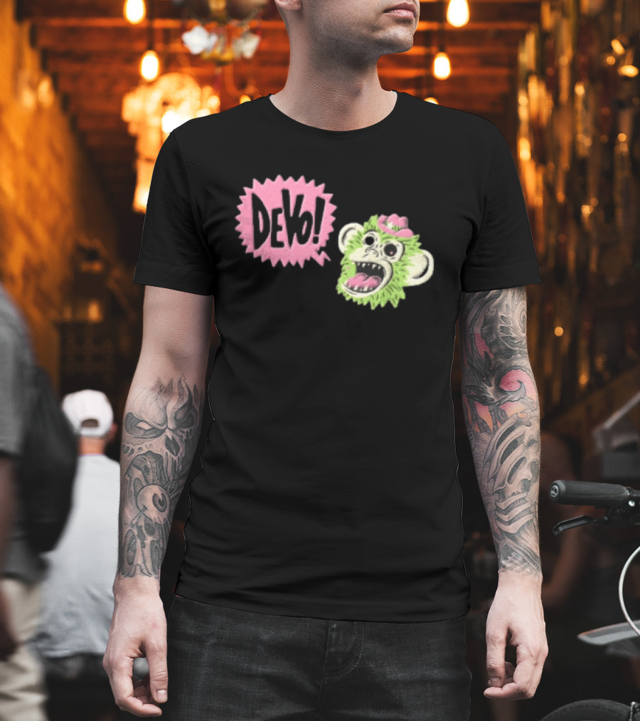 Devo Green Monkey Pink Hat T-Shirt