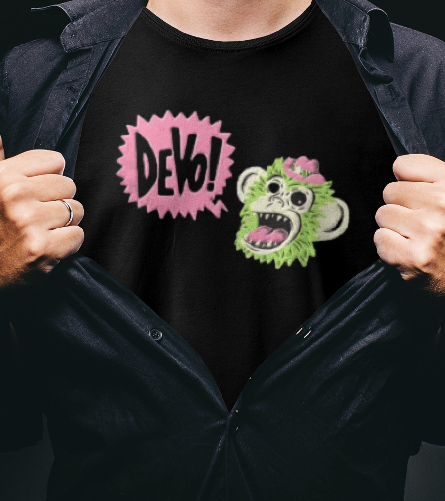 Devo Green Monkey Pink Hat T-Shirt