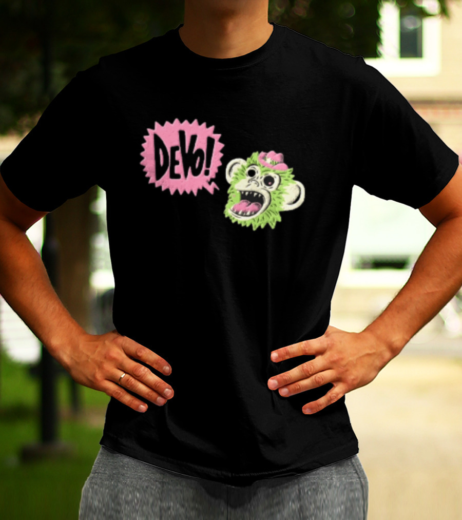 Devo Green Monkey Pink Hat T-Shirt