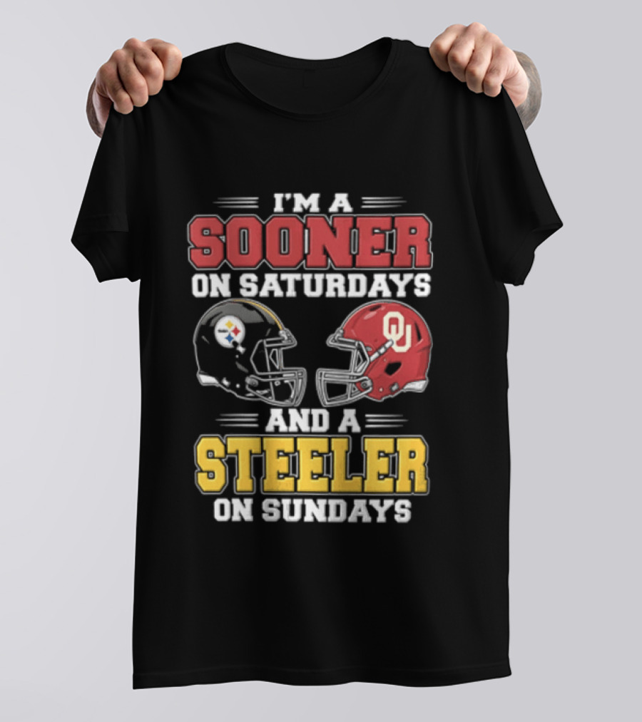 I'm A Sooner On Saturdays And A Steeler On Sundays OU And Pittsburgh Football Fan T-Shirt