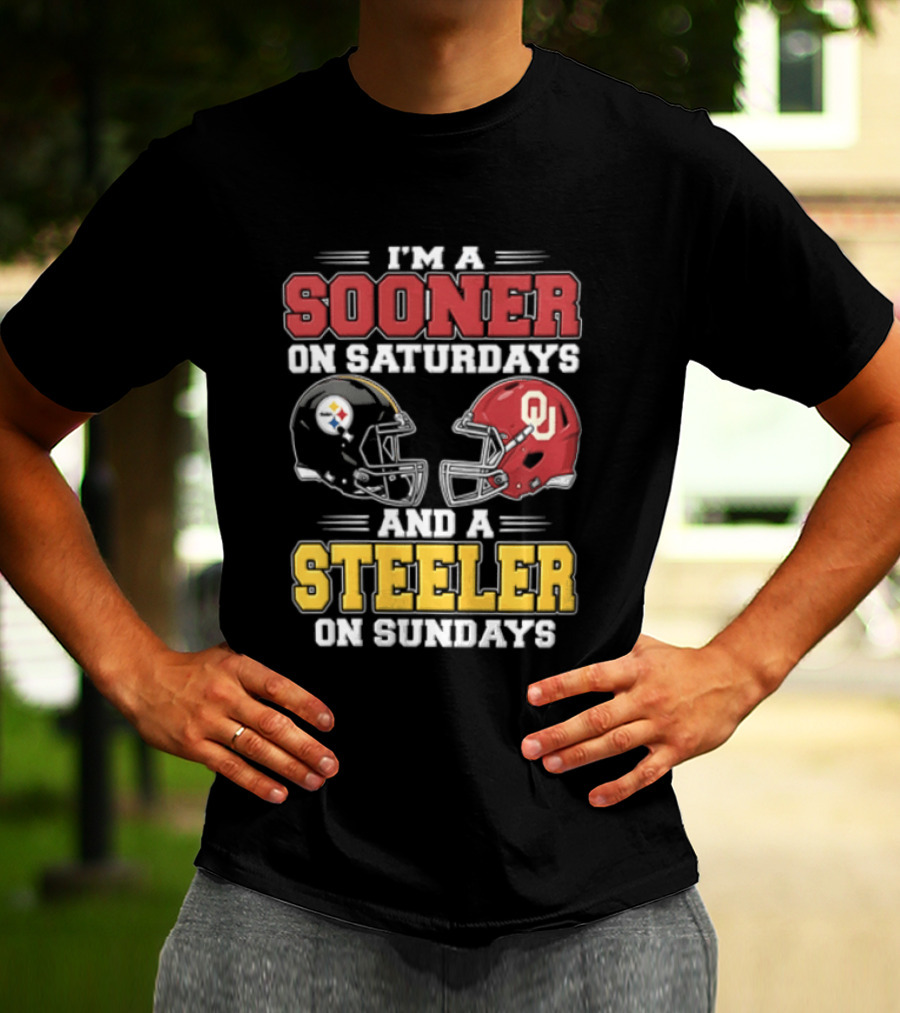 I'm A Sooner On Saturdays And A Steeler On Sundays OU And Pittsburgh Football Fan T-Shirt
