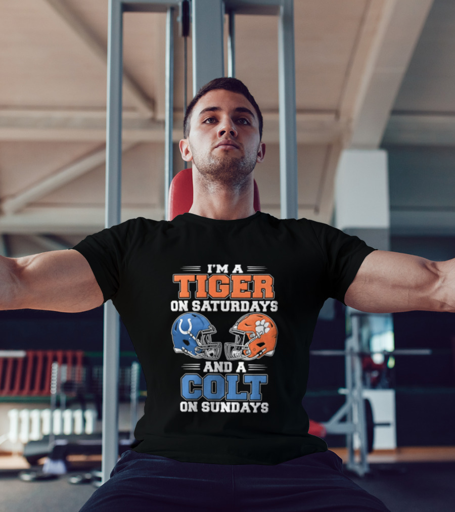 I'm A Tiger On Saturdays And A Colt On Sundays Helmet Football Rivalry T-Shirt