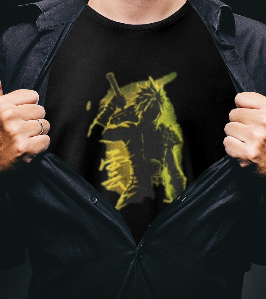Final Fantasy Spiky Haired Warrior Sword Victory T-Shirt