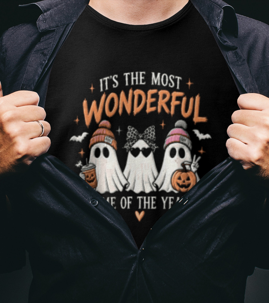 It's The Most Wonderful Time Of The Year Ghost Pumpkin Coffee Halloween T-Shirt