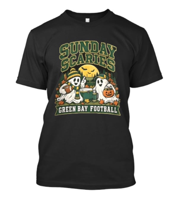 Sunday Scaries Two Ghosts Green Bay Football Tailgate Scene T-Shirt