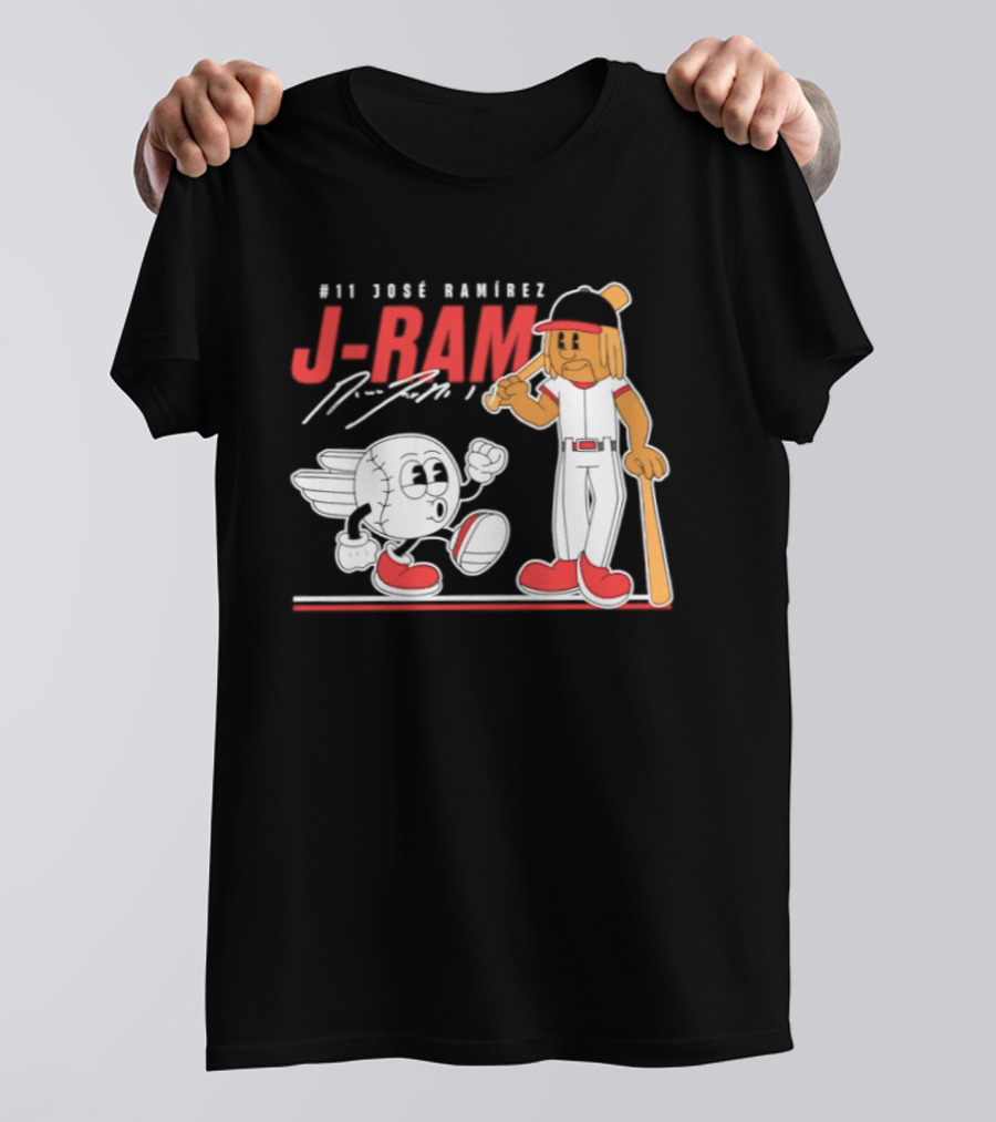 J Ram José Ramírez Number 11 Cleveland Guardians Baseball Cartoon Characters T-Shirt