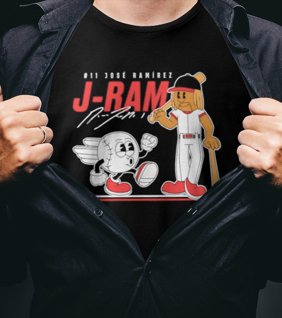 J Ram José Ramírez Number 11 Cleveland Guardians Baseball Cartoon Characters T-Shirt