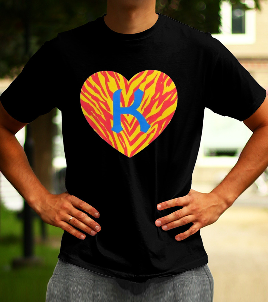 Kansas City Royals Heart Tiger Stripes MLB Baseball T-Shirt
